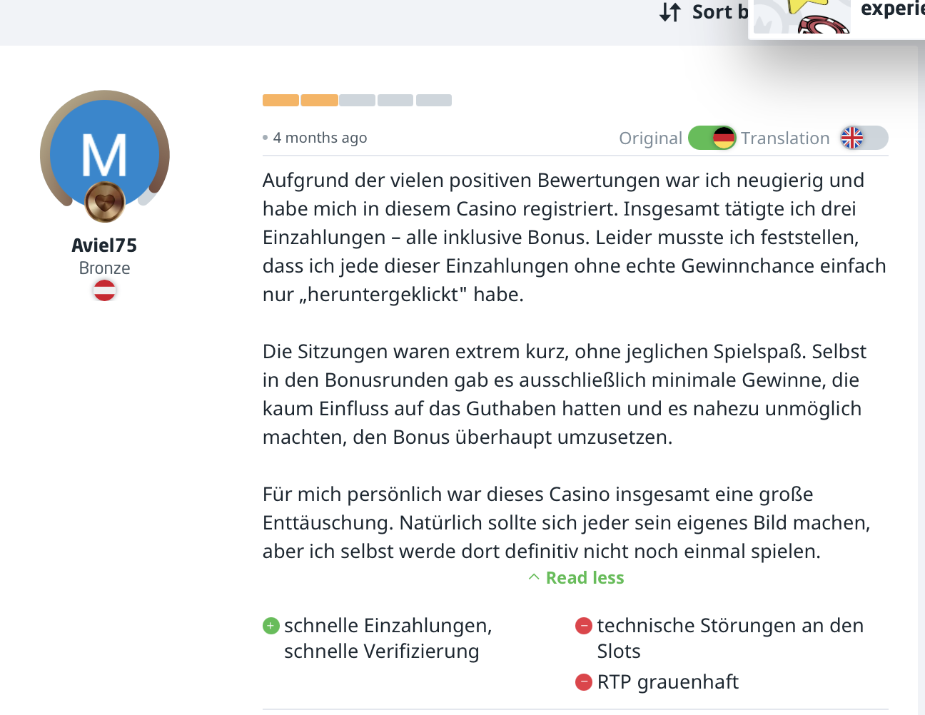 Beef Casino negativer Erfahrungsbericht technische Probleme